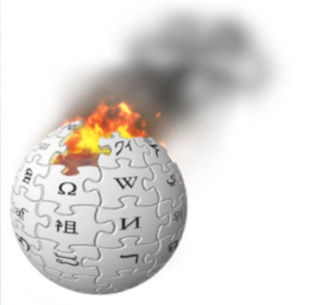 Burning Wikipedia globe