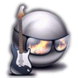 Chrome figure wearing sunglasses with a guitar